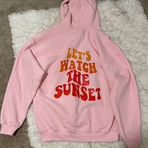 pink etsy ‘let’s watch the sunset’ hoodie